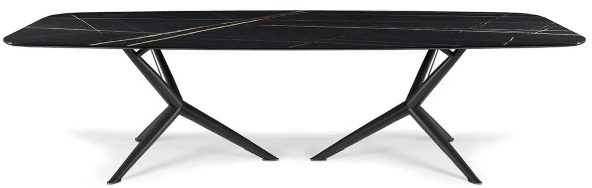 Luxury dining table black 300 x 120 x H. 75 cm - Dining room table with high-quality ceramic table top - Modern dining room furniture - Luxury quality - Made in Italy