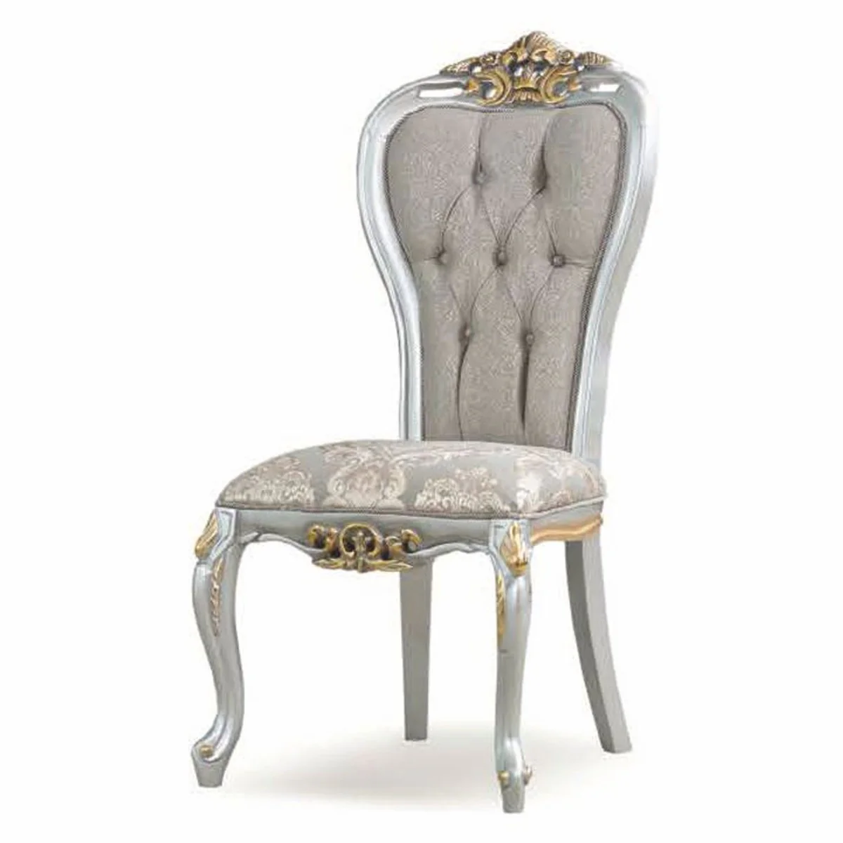 Luxury Baroque Dining Chair Gray / Silver / Gold - Baroque Furniture