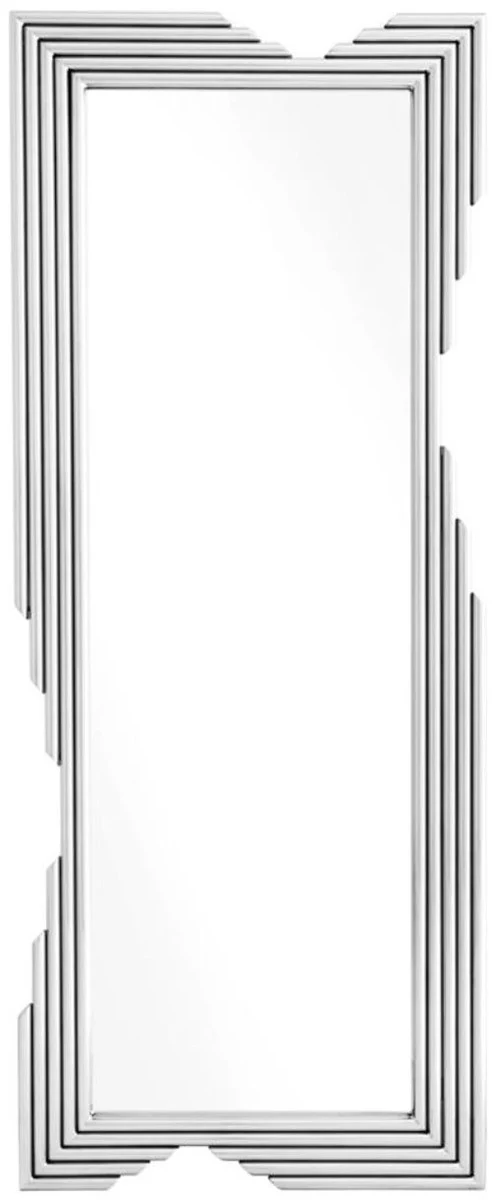 Designer Edelstahl Spiegel Silber 81 x 6 x H. 200 cm - Luxus Wohnzimmer Wandspiegel