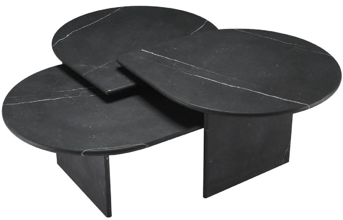 Luxury coffee table set black - 3 living room tables made of high-quality marble - luxury living room furniture