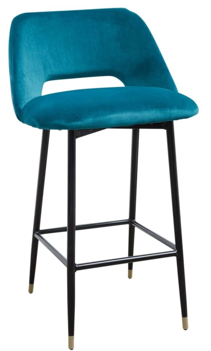 Luxury bar chair turquoise / black 55 x 58 x H. 97 cm - luxury bar furniture