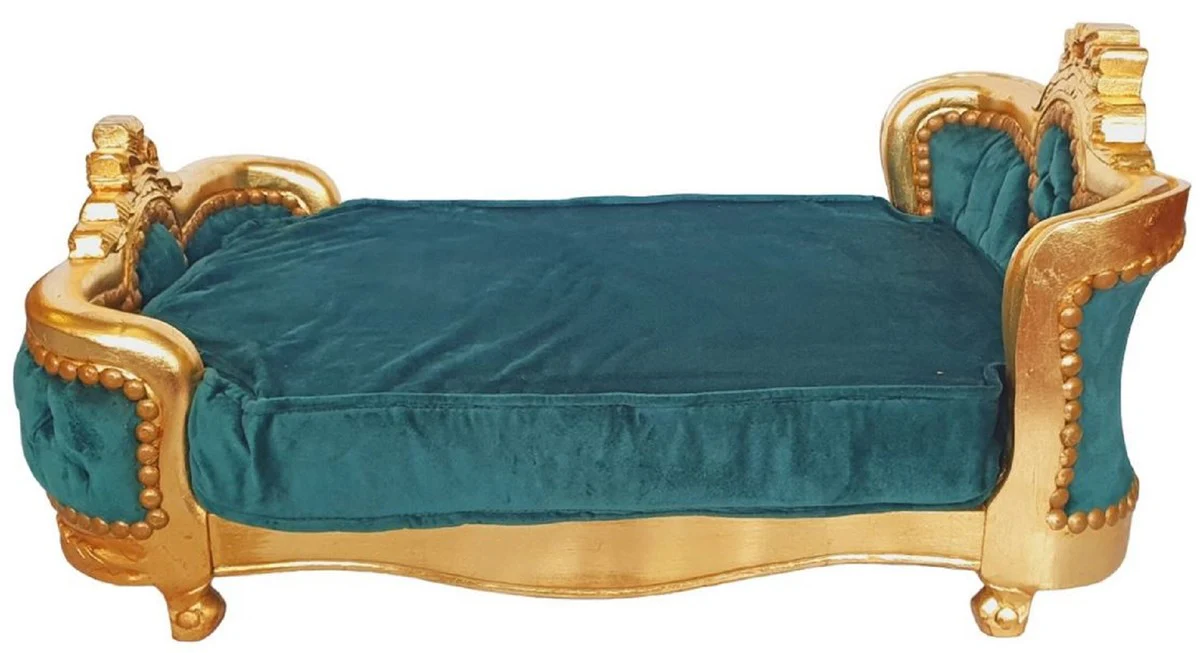 Baroque dog bed green / gold - handmade antique style dog bed - magnificent dog furniture in baroque style - antique style animal furniture - baroque animal furniture