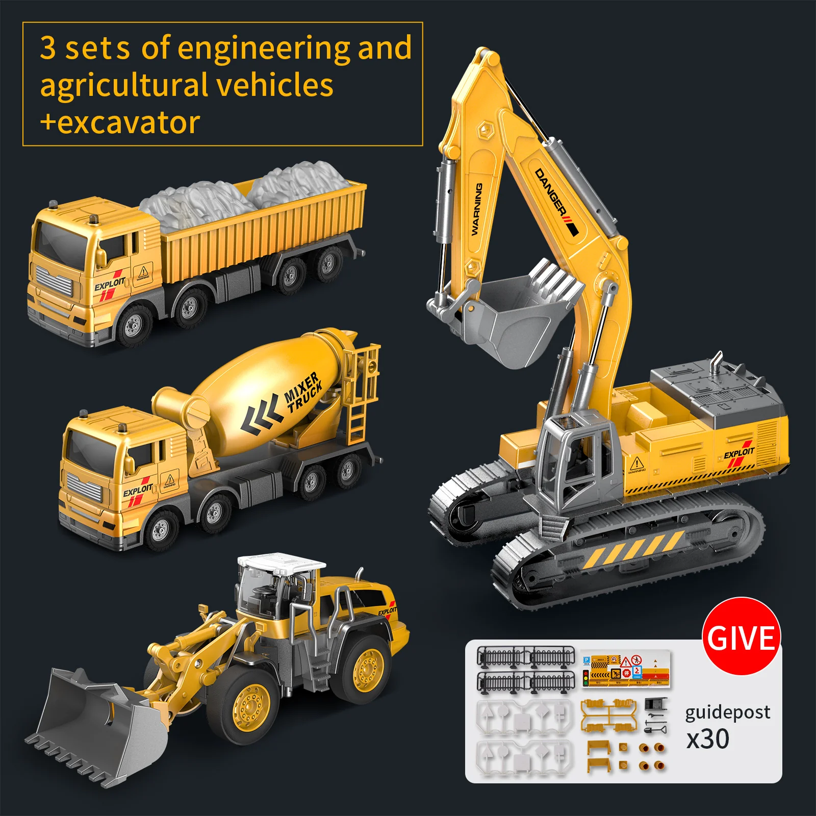 Aufregendes Baggerset aus Legierung für Kinder: Spaß beim Graben, Mischen und Entladen!