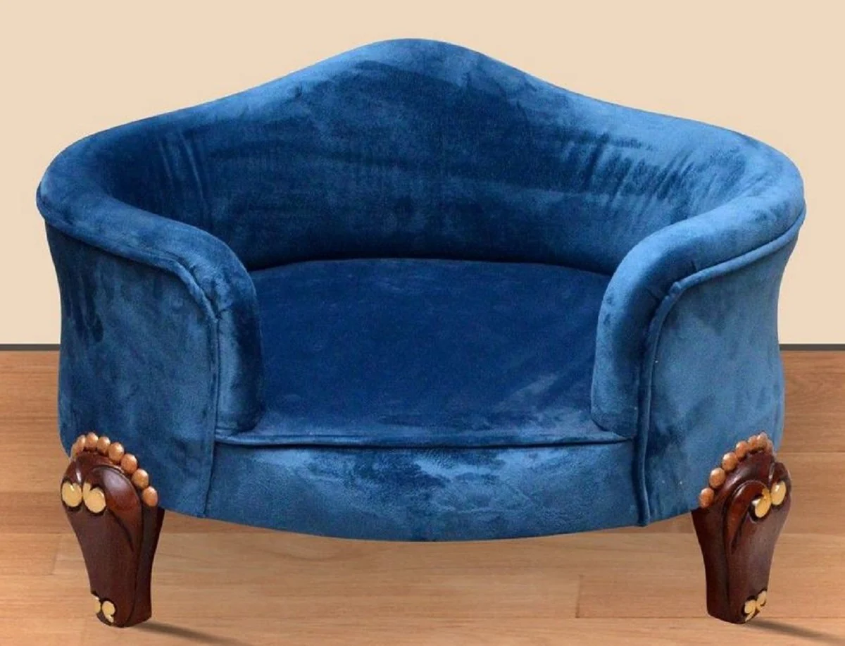 Baroque dog bed royal blue / brown / gold - Baroque dog furniture - Baroque animal furniture - Magnificent animal furniture in the Baroque style