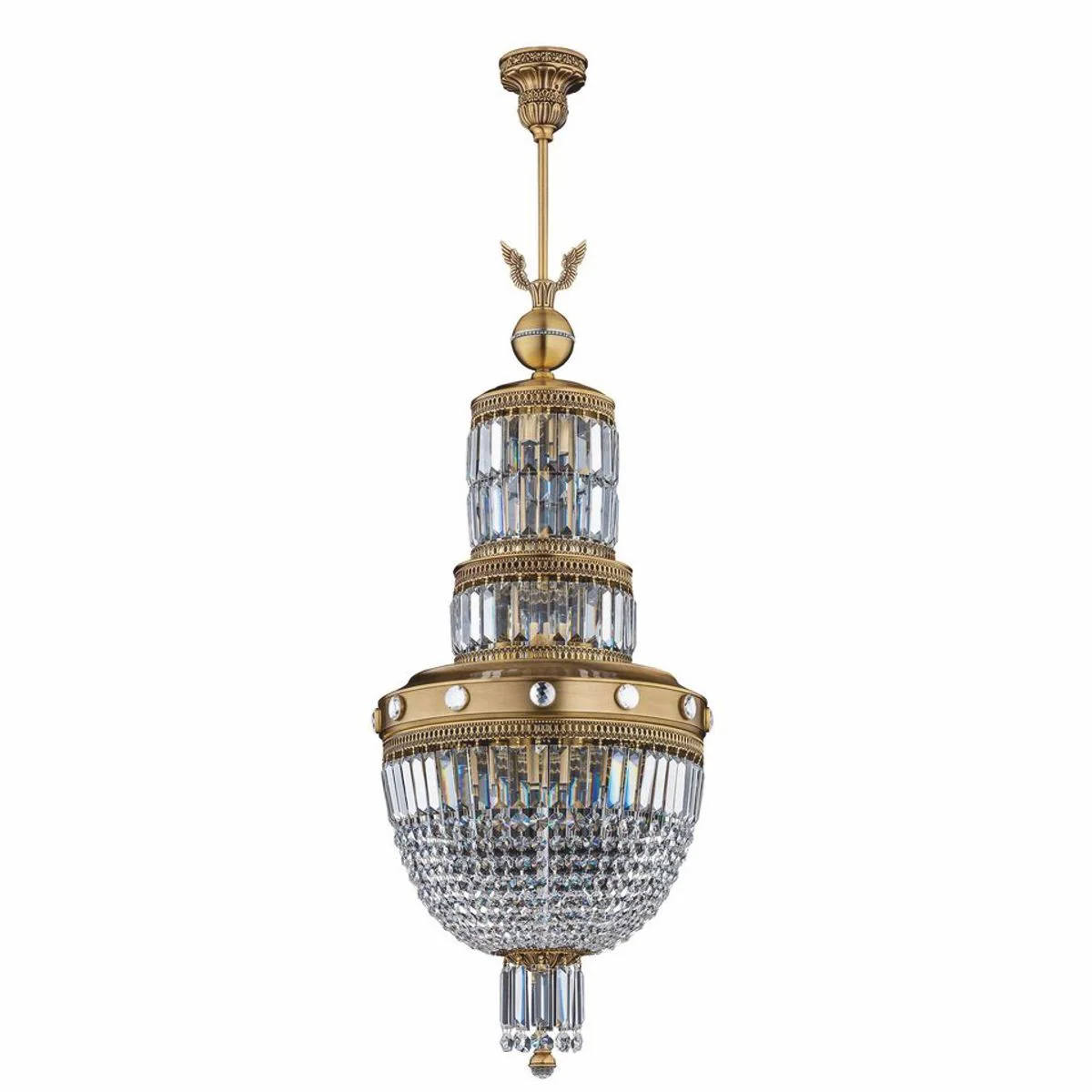 Luxury baroque crystal chandelier brass with patina Ø 40 x H. 120 cm