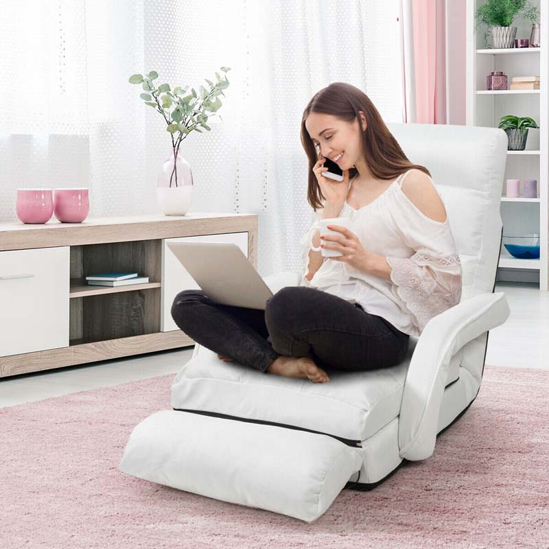 Faltbare Massage Bodenstuhl Recliner, Single Lazy Sofa mit ergonomischer Armlehne, verstellbar 5 Rückenlehne Position & Detachable Mat