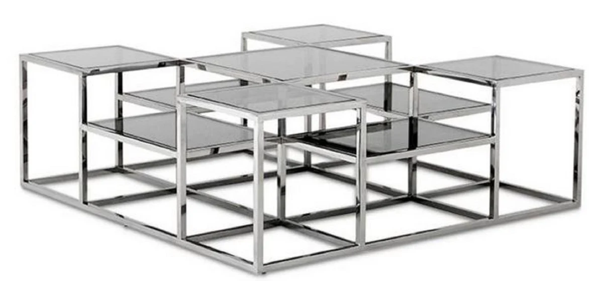 Designer coffee table silver / gray 120 x 120 x H. 42 cm - luxury living room furniture