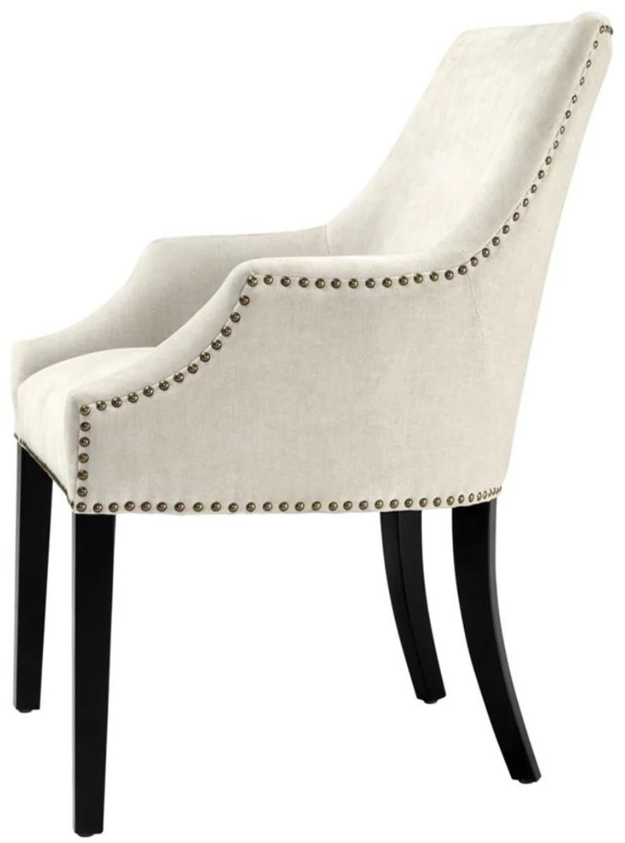 Luxury dining room chair with armrests sand / black 60 x 71 x H. 92 cm - Dining room furniture