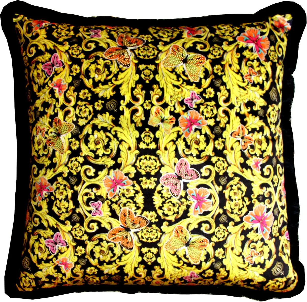 Huge XXL luxury baroque cushion Flowers & Butterflies Pompöös by Harald Glööckler 80 x 80 cm with sparkling rhinestones