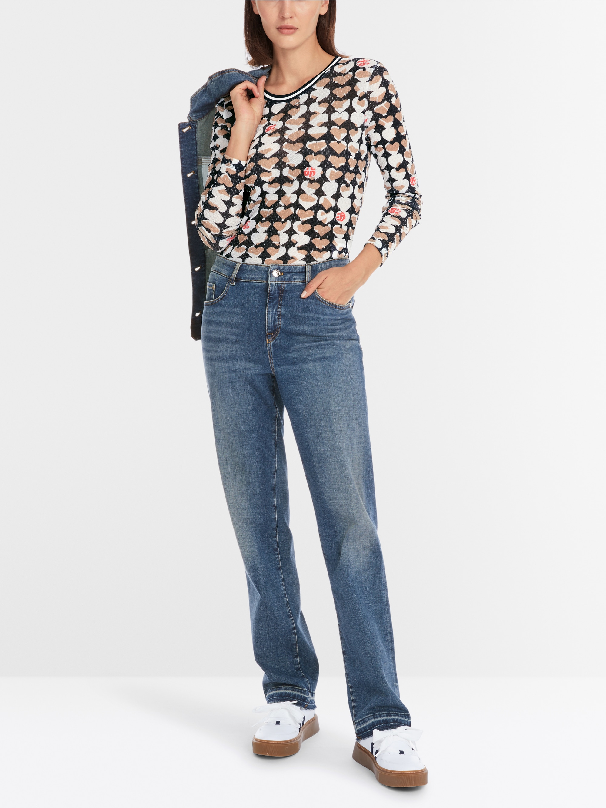 Marc-Cain Langarmshirt mit Crinkle-Print
