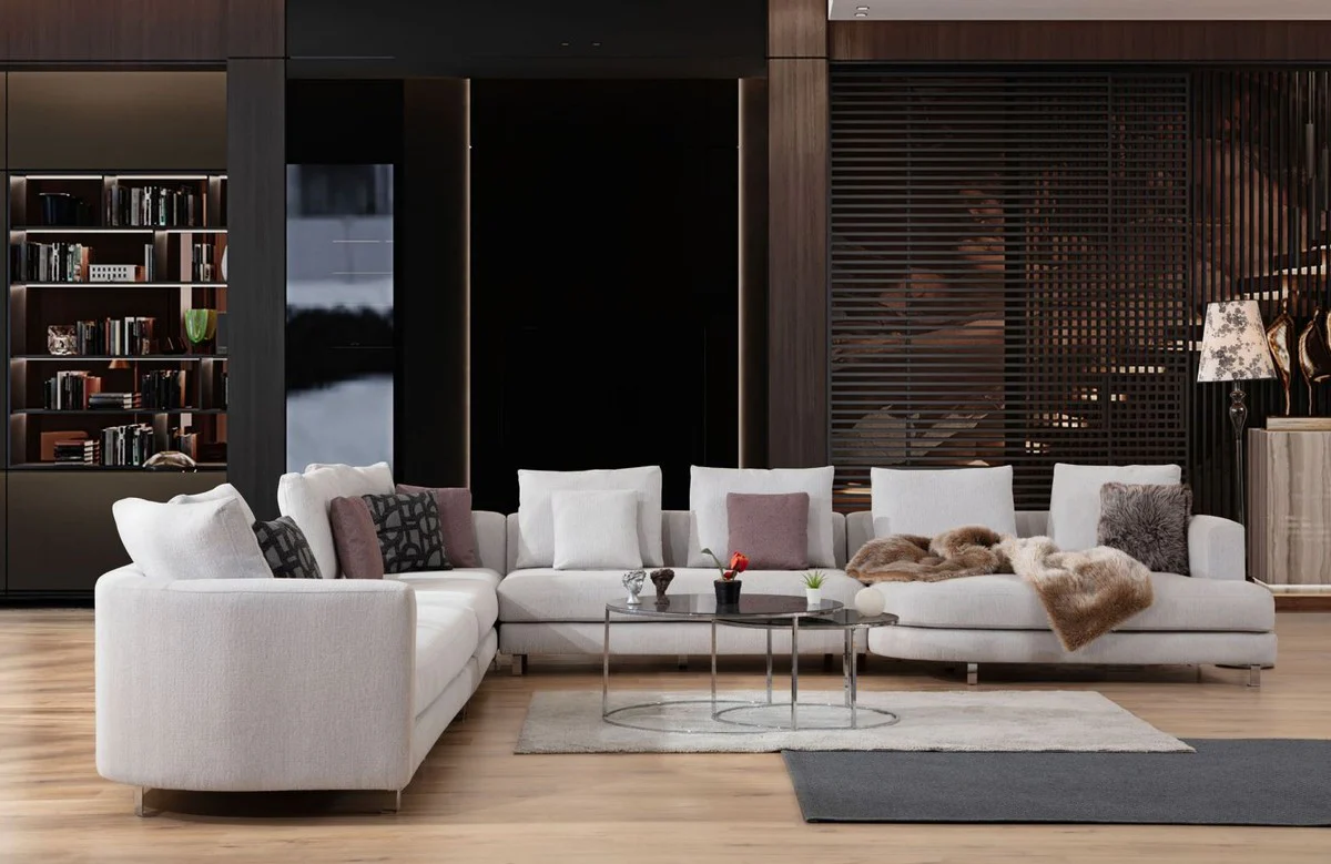 Luxury corner sofa gray / silver 424 x 430 x H. 90 cm - Living room sofa - Living room furniture - Luxury furniture - Luxury living room furnishings