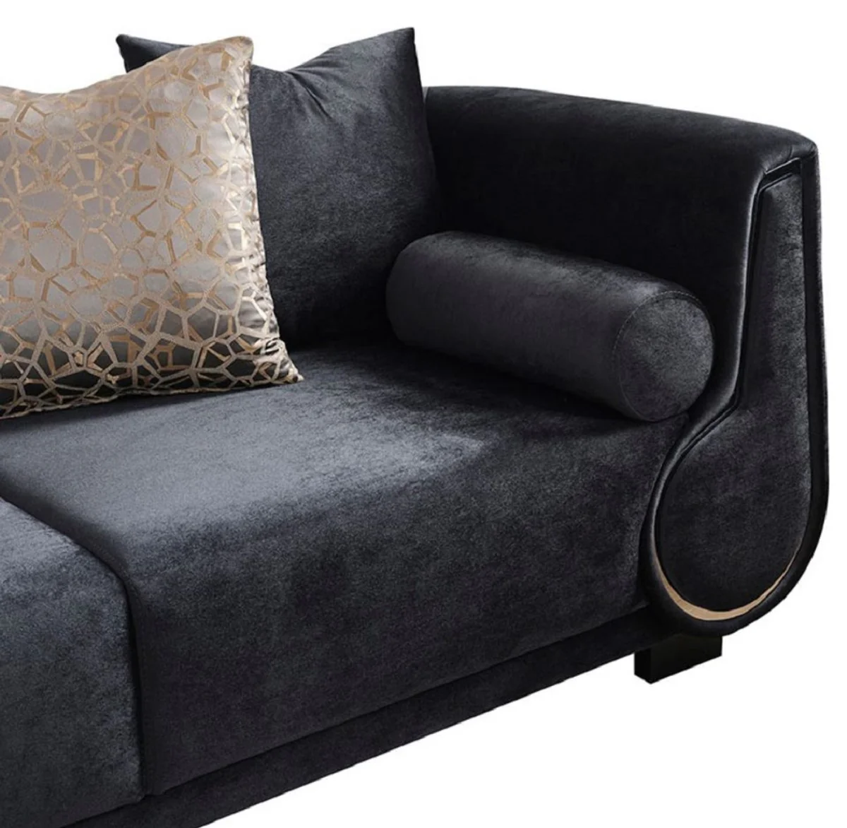 Luxury 3 Seater Sofa Black / Silver - Elegant Living Room Sofa - Luxury Living Room Furniture - Luxury Collection