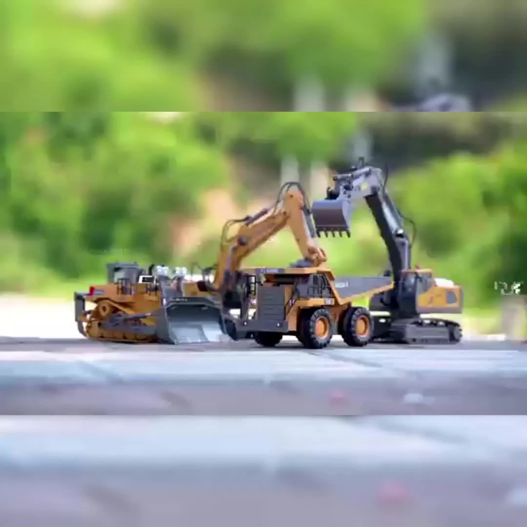 Ferngesteuertes Baufahrzeug-Modell-Spielzeugauto-Set – Legierungsbagger, Bulldozer, Muldenkipper und mehr – perfekte Eltern-Kind-Outdoor-Aktivität und Geschenk!