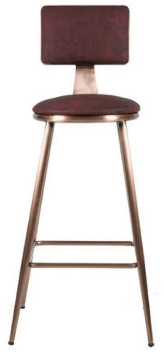 Luxury bar chair wine red / copper 44 x 44 x H. 104 cm - Padded bar stool with elegant faux leather - Bar furniture - Luxury furniture