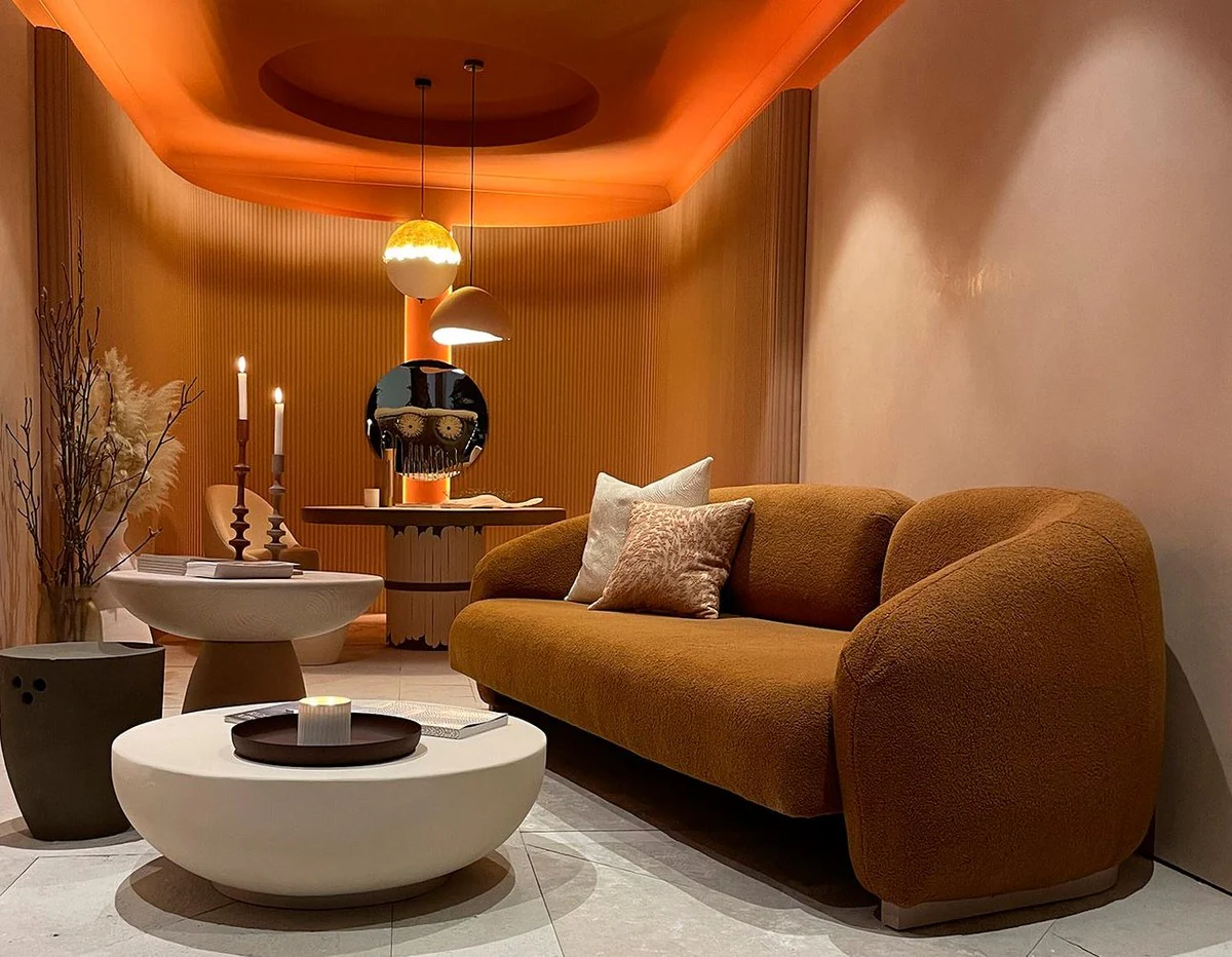 Luxury sofa brown / natural colors 260 x 100 x H. 100 cm - living room sofa - hotel sofa - living room furniture - hotel furniture - luxury furniture - luxury furnishings