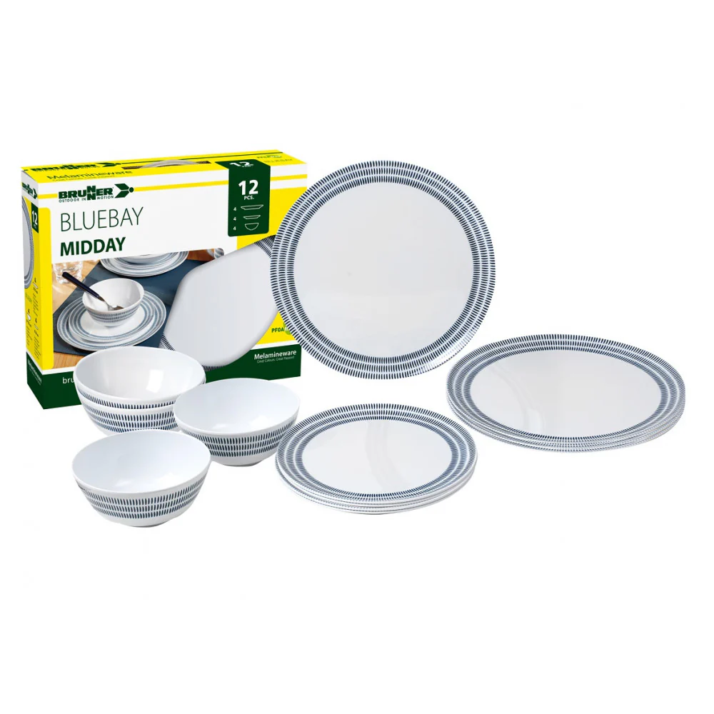 Vajilla de melamina Brunner MIDDAY BLUEBAY -12 piezas