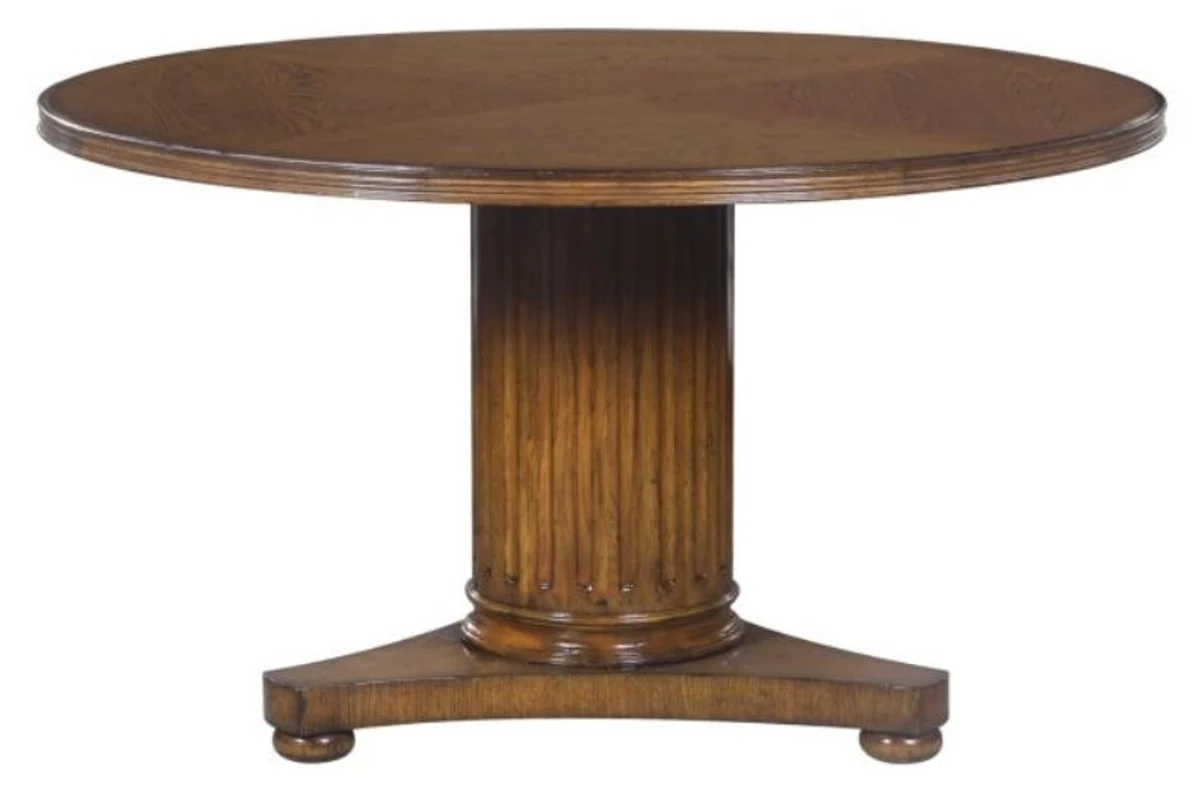 Luxury oak wood dining table brown Ø 135 x H. 78 cm - solid wood dining room furniture