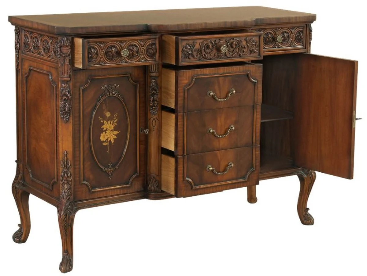 Luxury baroque chest of drawers brown - magnificent solid wood cabinet with 2 doors and 6 drawers - baroque furniture