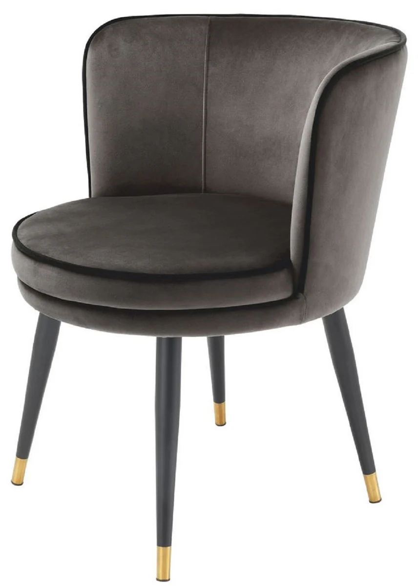 Luxury velvet dining chair with armrests dark gray / black / brass 62 x 62 x H. 76 cm - Swivel kitchen chair - Swivel chair - Vintage retro chair - Dining room furniture