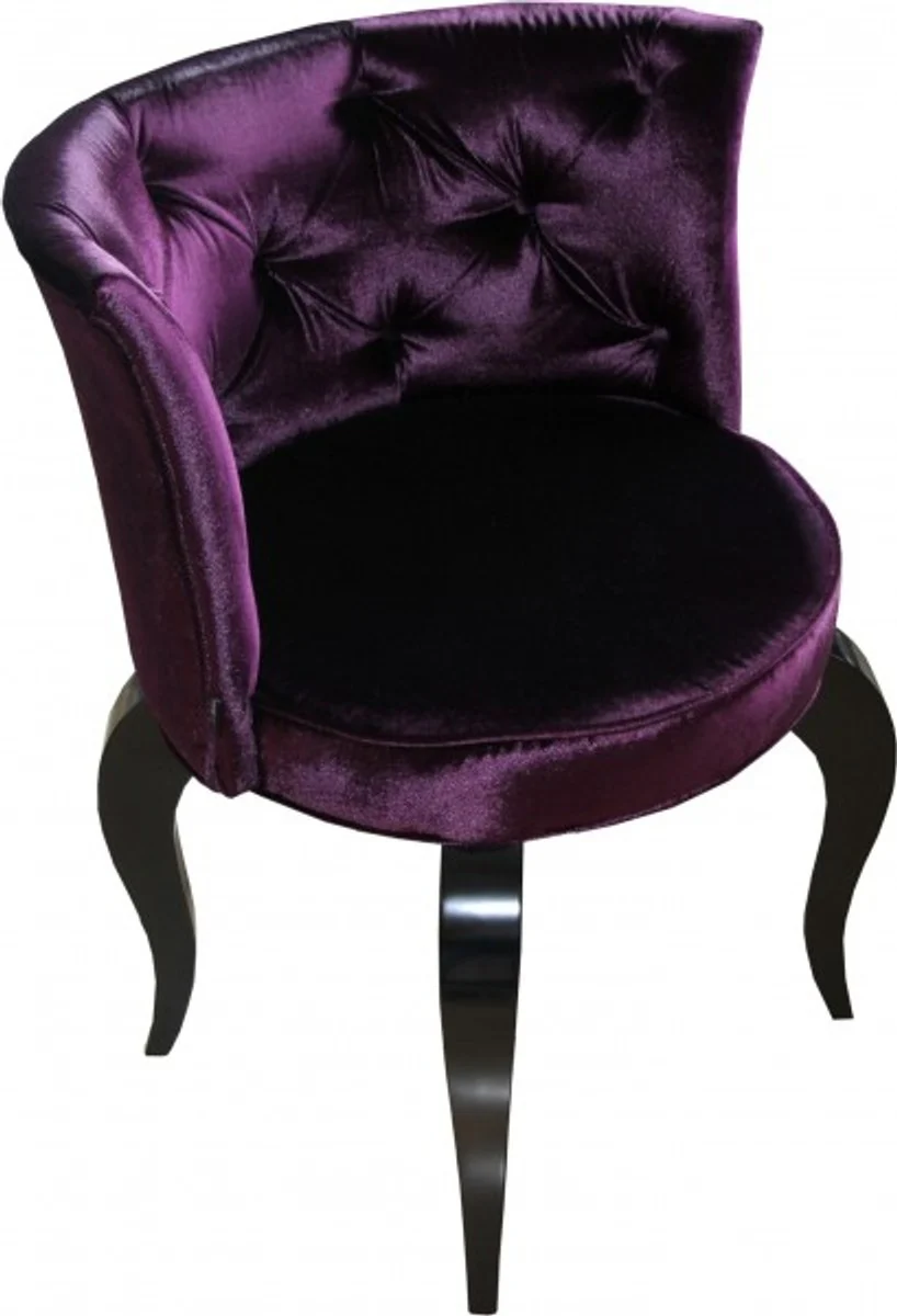 Baroque Salon Chair Purple / Black - Designer Armchair - Luxury Quality