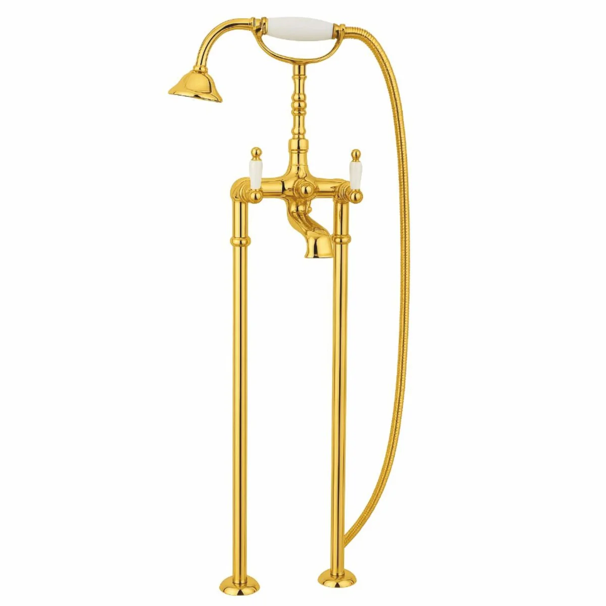 Art Nouveau bath mixer gold / white H. 105.5 cm - Made in Italy
