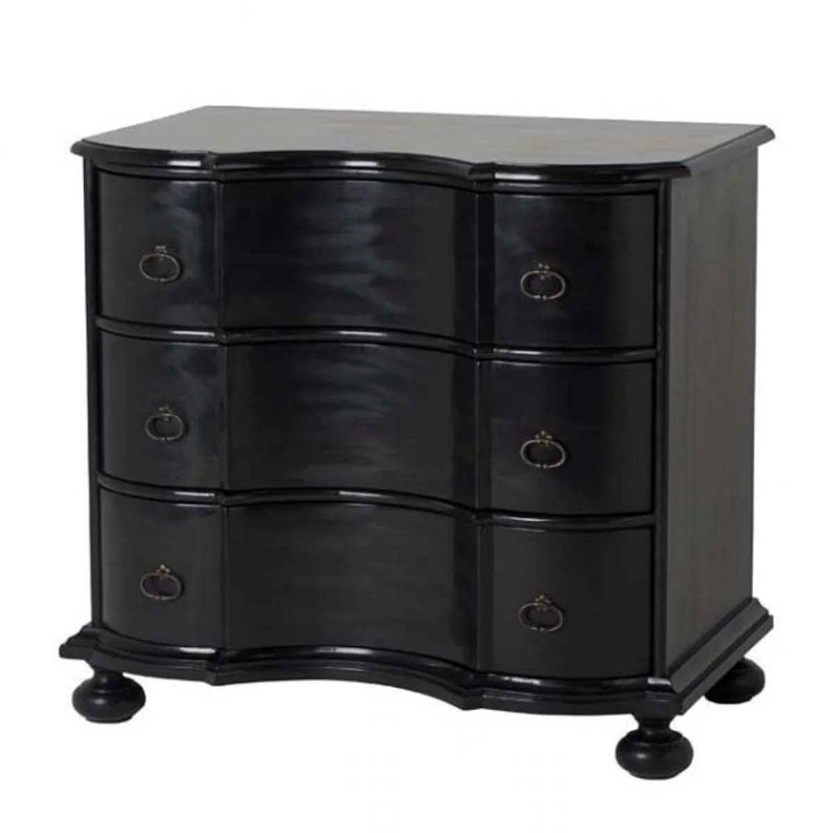 Luxury baroque style chest of drawers in black with 3 drawers height 87 cm, width 94 cm, depth 60 cm - high quality
