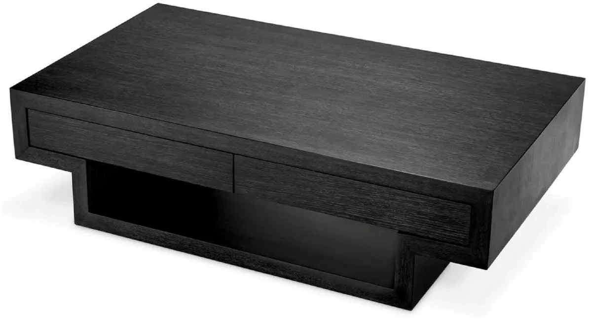 Luxury coffee table with 4 drawers black gray 140 cm