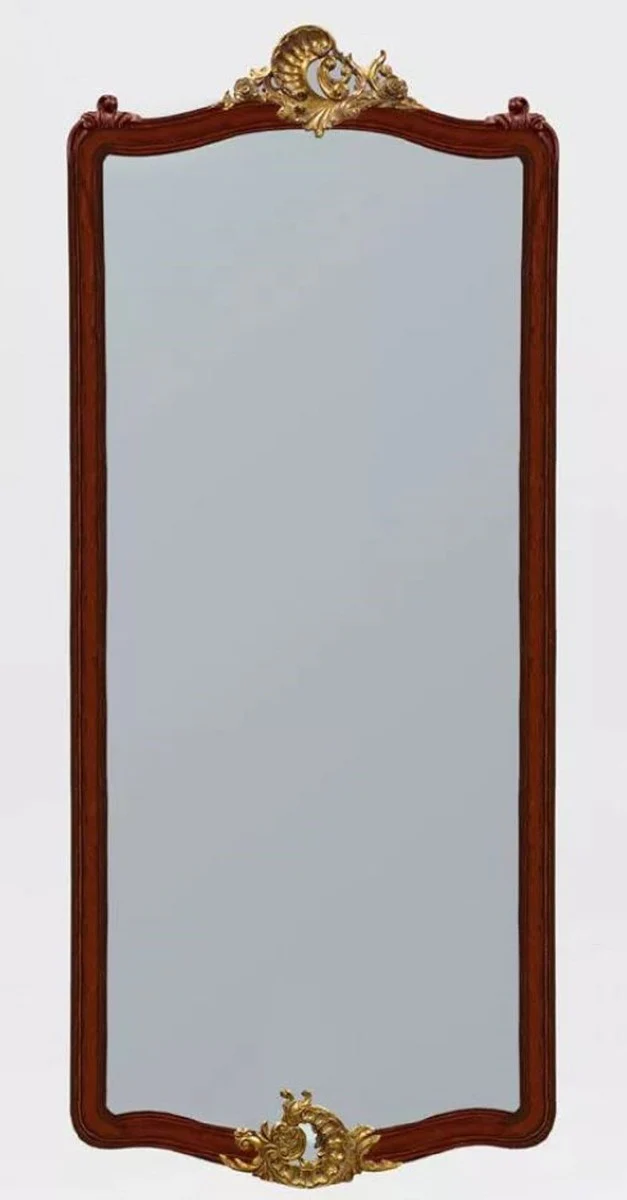 Luxury baroque mirror dark brown / antique gold - magnificent wall mirror in baroque style - antique style wardrobe mirror - living room mirror - baroque decorative accessories - noble & magnificent