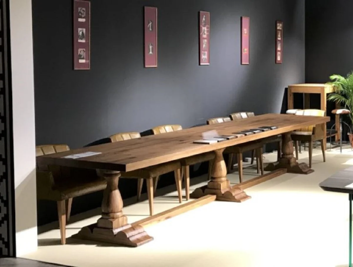 Country Style Dining Table Brown - Various Sizes - Rustic Solid Wood Kitchen Table - Rustic Solid Wood Dining Room Furniture - Country Style Dining Room Furniture