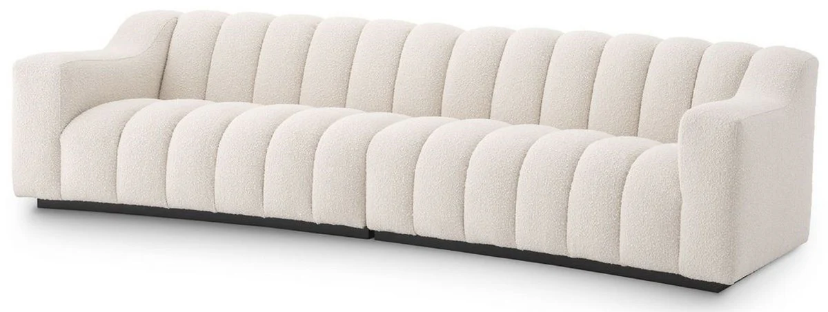 Luxury sofa cream / black 300 x 100 x H. 78.5 cm - slightly curved living room sofa - hotel sofa - luxury quality
