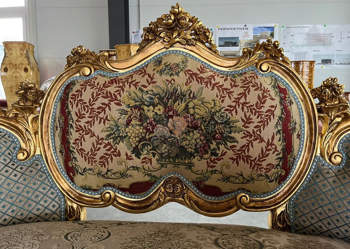 Baroque Sofa Multicolored / Gold - Handmade Living Room Sofa in Baroque Style - Magnificent Baroque Furniture - Baroque Style Living Room Furniture - Noble & Magnificent