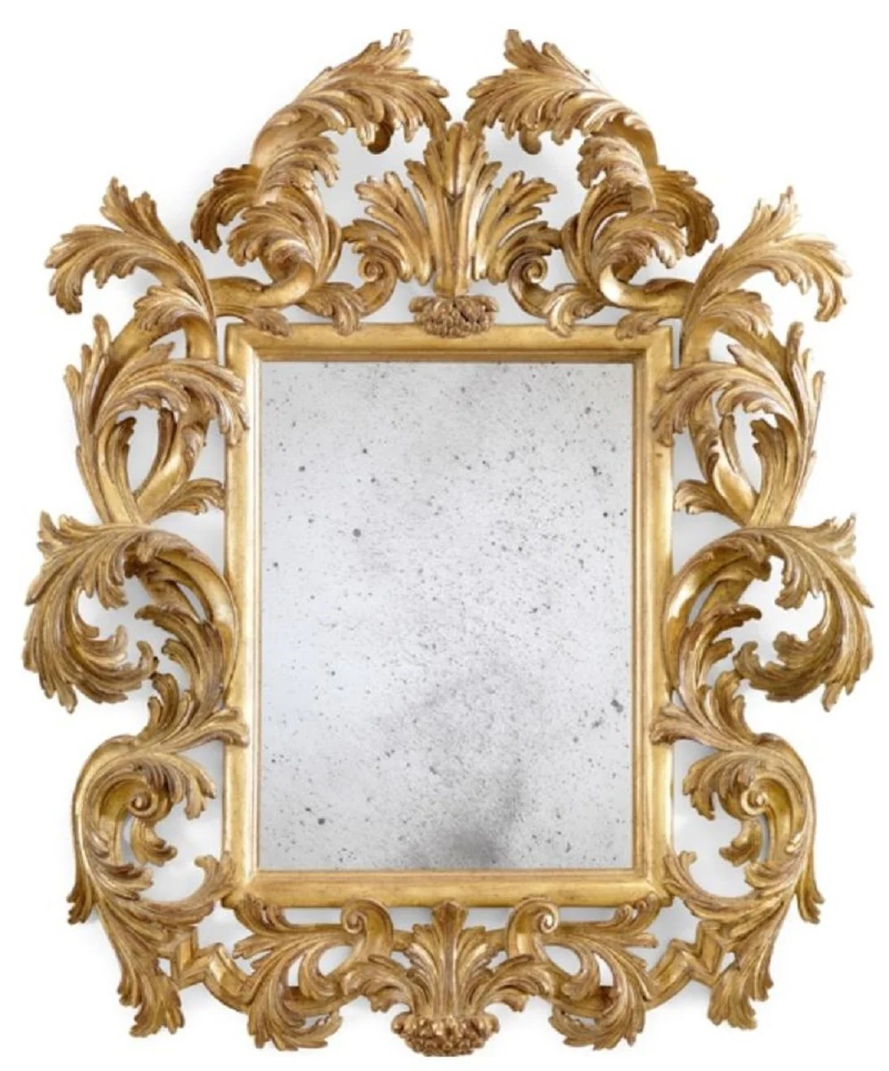 Luxury Baroque Mirror Antique Gold - Magnificent Italian Baroque Style Wall Mirror with Antique Mirror Glass - Luxury Furniture in Baroque Style - Handcrafted Baroque Furniture - Made in Italy