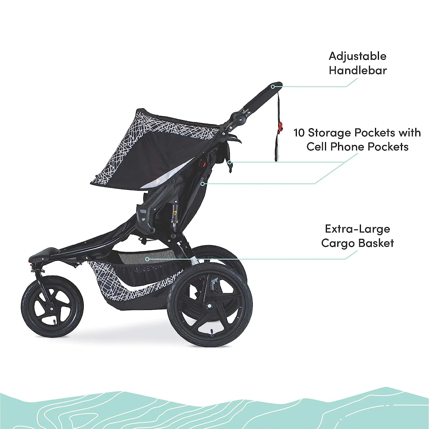 Gear Revolution Flex 3.0 Jogging-Kinderwagen, Lunar – Ultrareflektierende Akzente