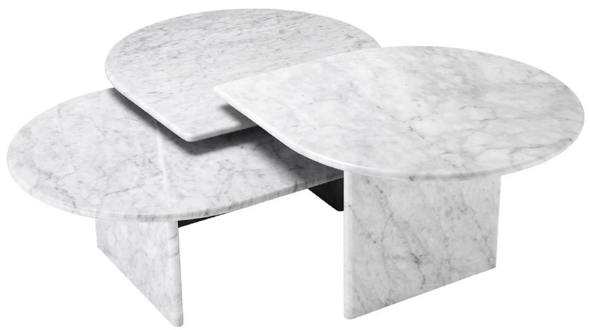 Luxury coffee table set white - 3 living room tables made of high-quality Carrara marble - luxury furniture