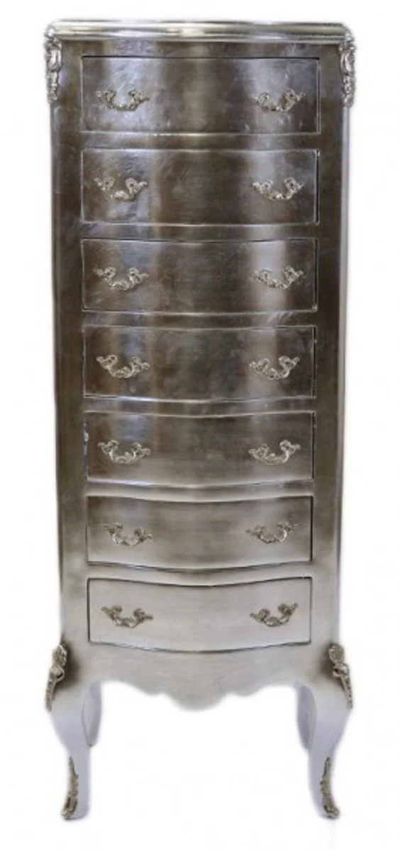 Baroque chest of drawers silver with 7 drawers 120 x 45x 35 cm - antique style