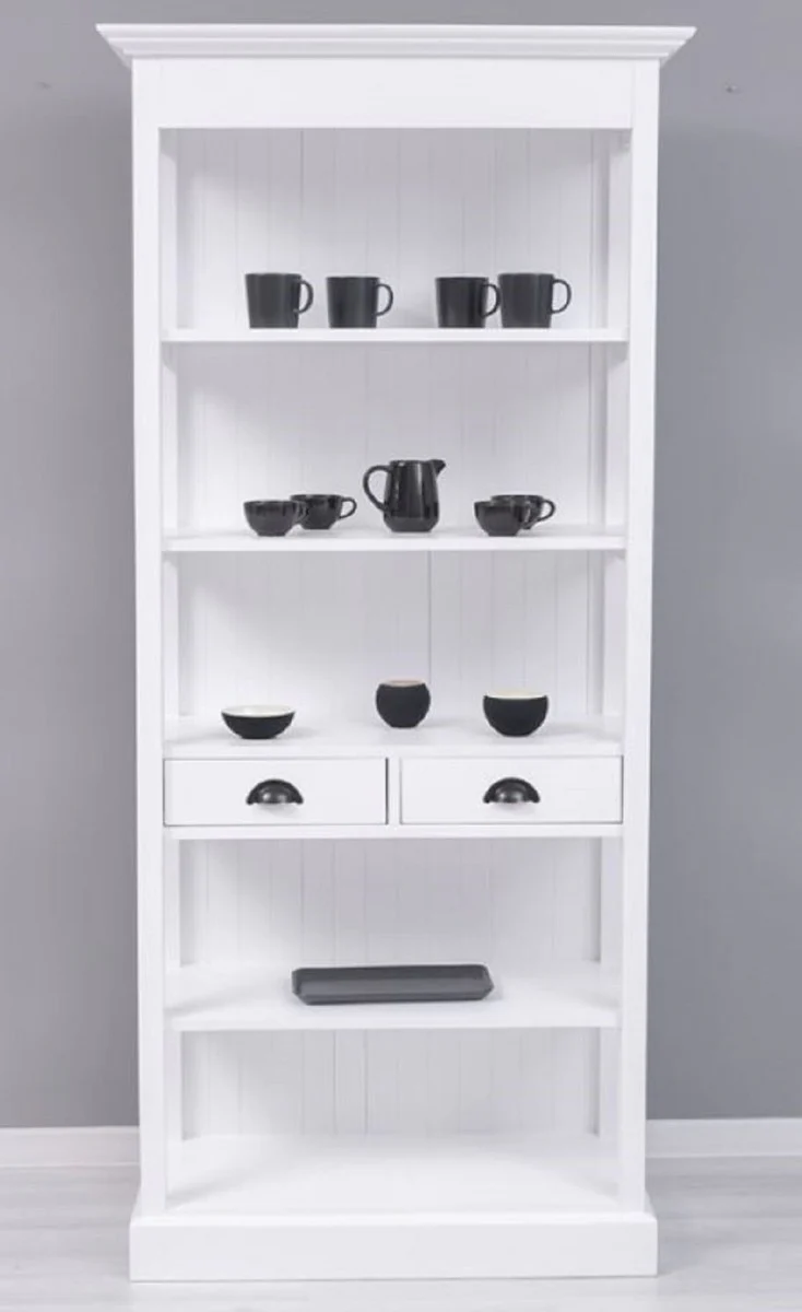 Country house style cupboard white 91 x 39 x H. 197 cm - country house style dining room cupboard - solid wood furniture - country house style shabby chic furniture