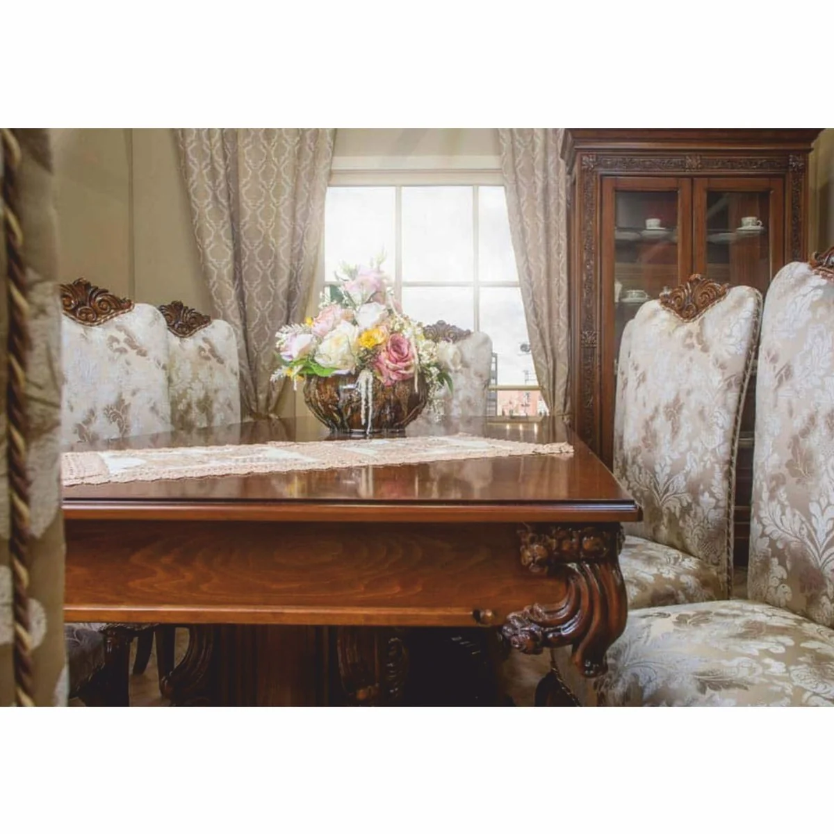 Luxury Baroque Dining Table Dark Brown 310 cm - Baroque Dining Room Furniture