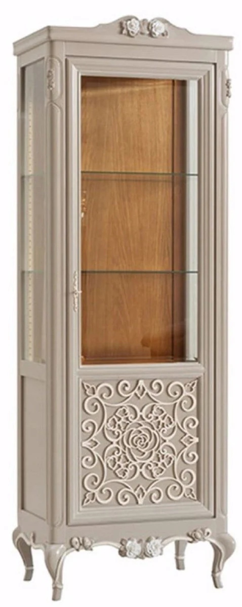 Luxury Baroque Display Cabinet Gray / Cream / Brown - Handcrafted Italian Baroque Style Display Cabinet - Italian Baroque Furniture - Baroque Style Furniture - Luxury Quality - Made in Italy