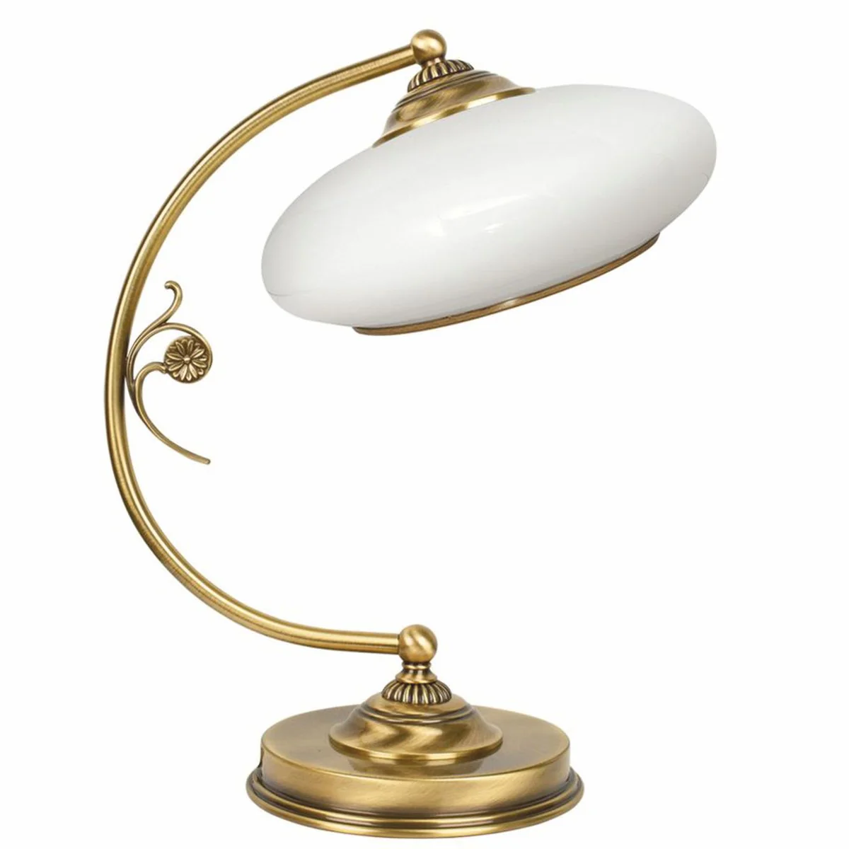 Luxury baroque table lamp brass with patina / white H. 37 cm
