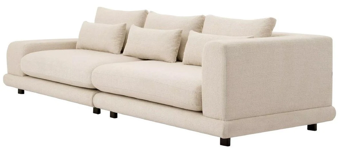 Luxury sofa beige / black 285 x 106 x H. 66 cm - living room sofa with cushions - living room furniture - luxury furniture - living room furnishings - luxury furnishings - luxury quality