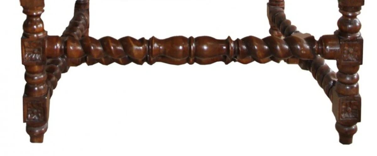 Baroque throne armchair green / mahogany - Baroque furniture Tron king armchair