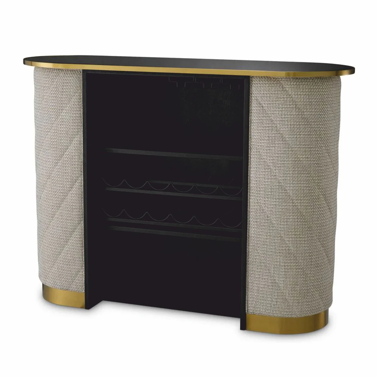 Luxury bar counter with glass top cream white / black / brass 140 cm - bar furniture