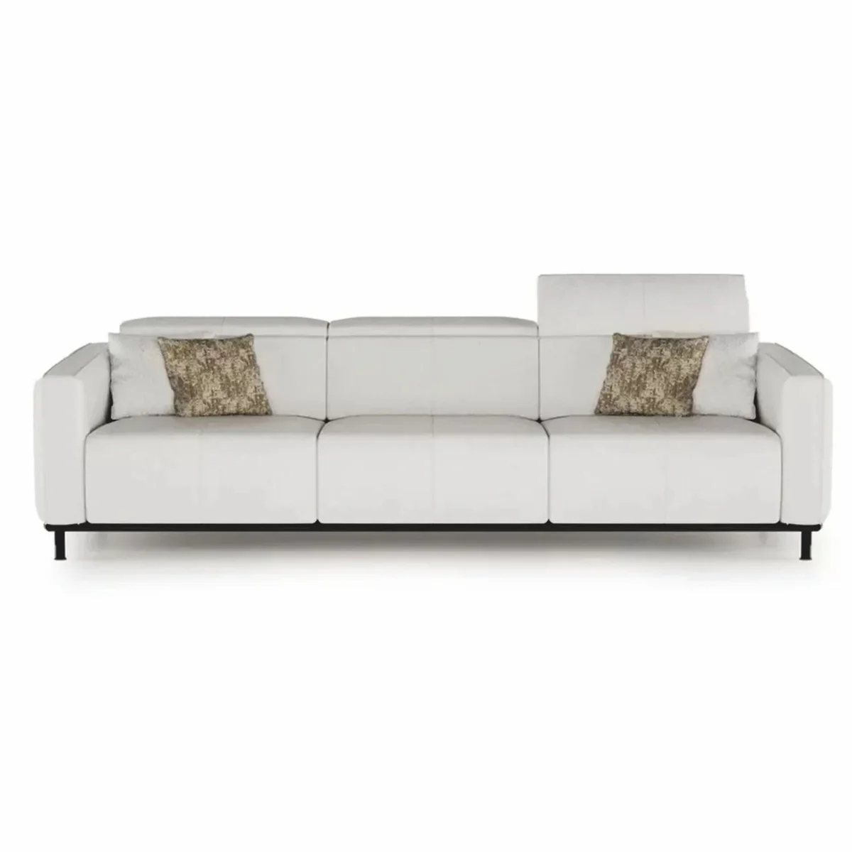 Luxus Wohzimmer & Hotel Sofa Hellgrau / Schwarz / Messing 260 cm - Luxus Möbel