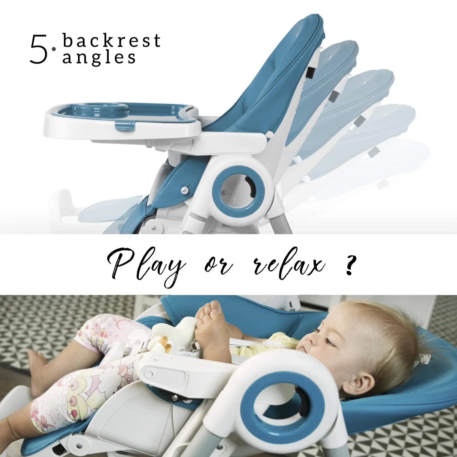 Hochstühle für Babys und Kleinkinder – Dunkelgrauer Silla para Comer de Bebe – Babyhochstuhl in 7 verschiedenen Höhen verstellbar