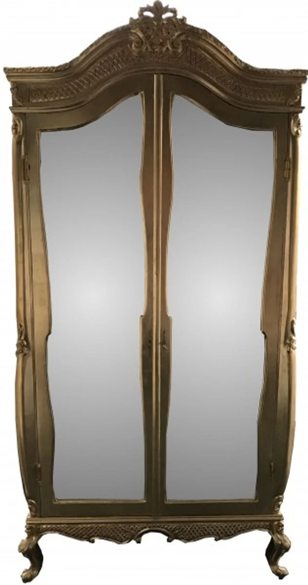 Baroque wardrobe gold W 110 x H 230 cm bedroom cupboard - antique style
