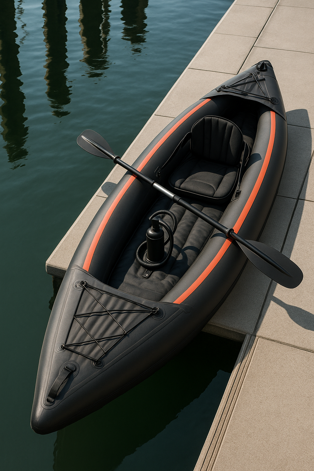 Aufblasbares Einzelkajak mit Montagefunktion, schwarz/orange PVC, Fluss/See, 315 x 78 x 37 cm tOXYcBc491aO