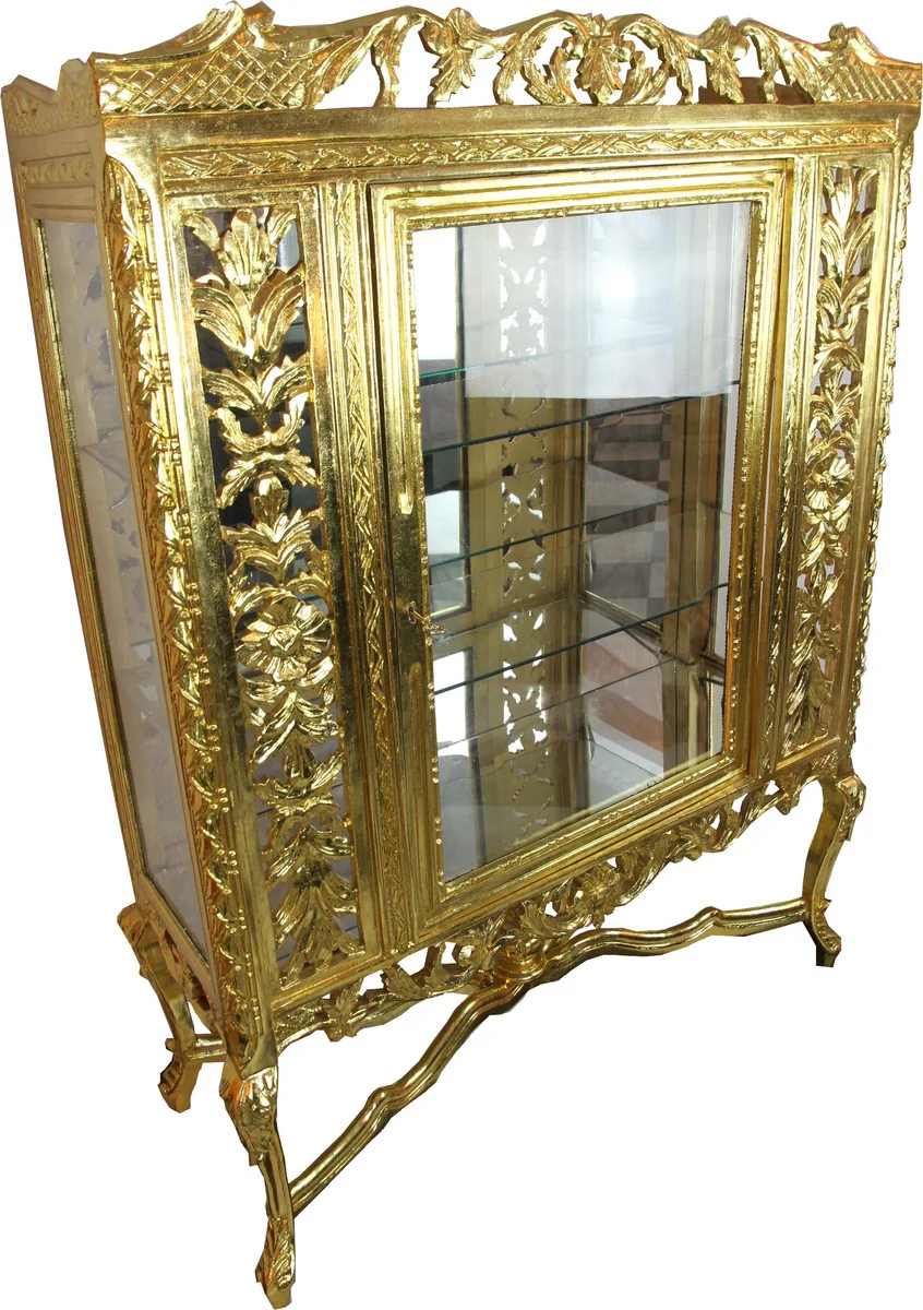 Baroque glass display cabinet gold H155 x 116 x 41.5 cm baroque display cabinet furniture