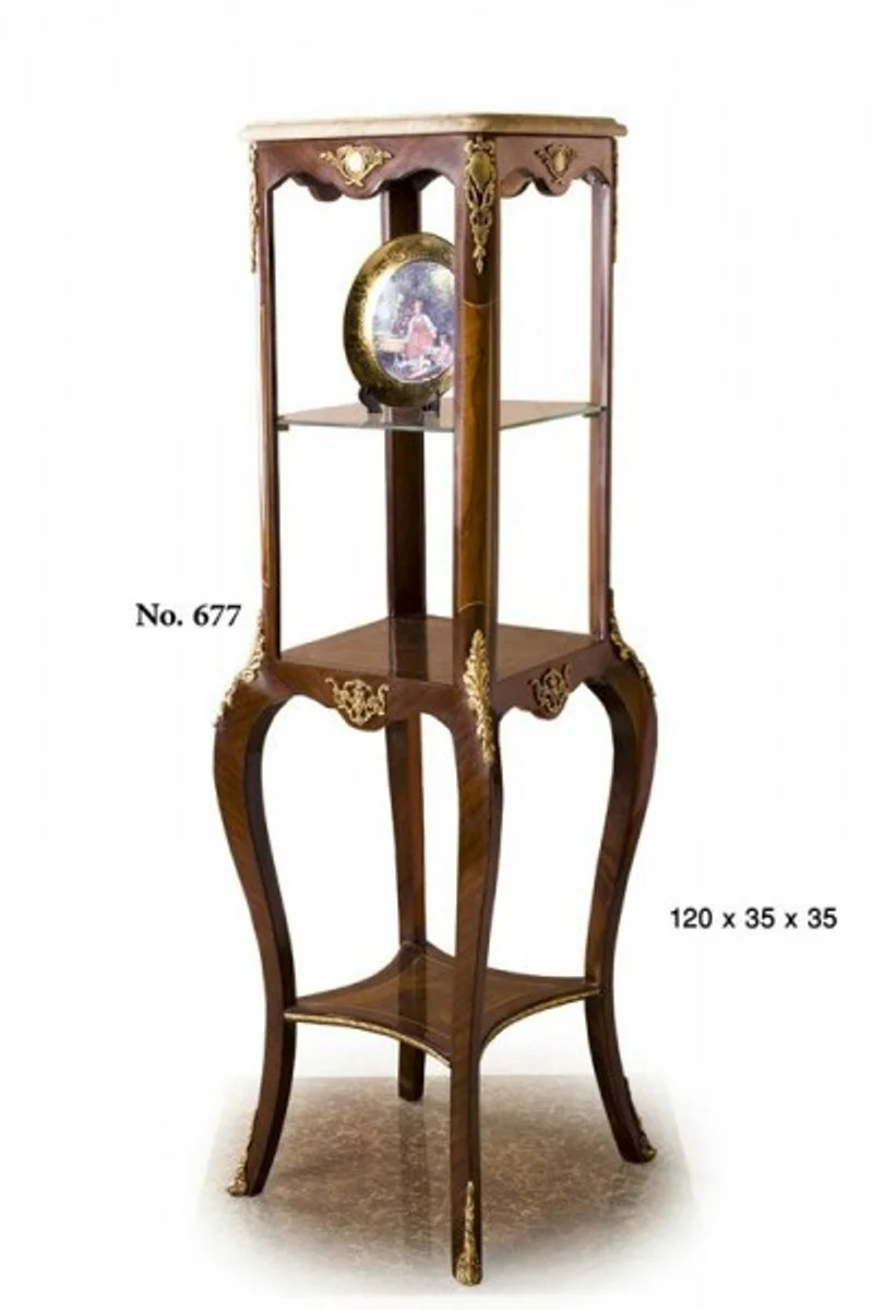 Baroque side table with marble top 35 x 35 x H. 120 cm - luxury side table