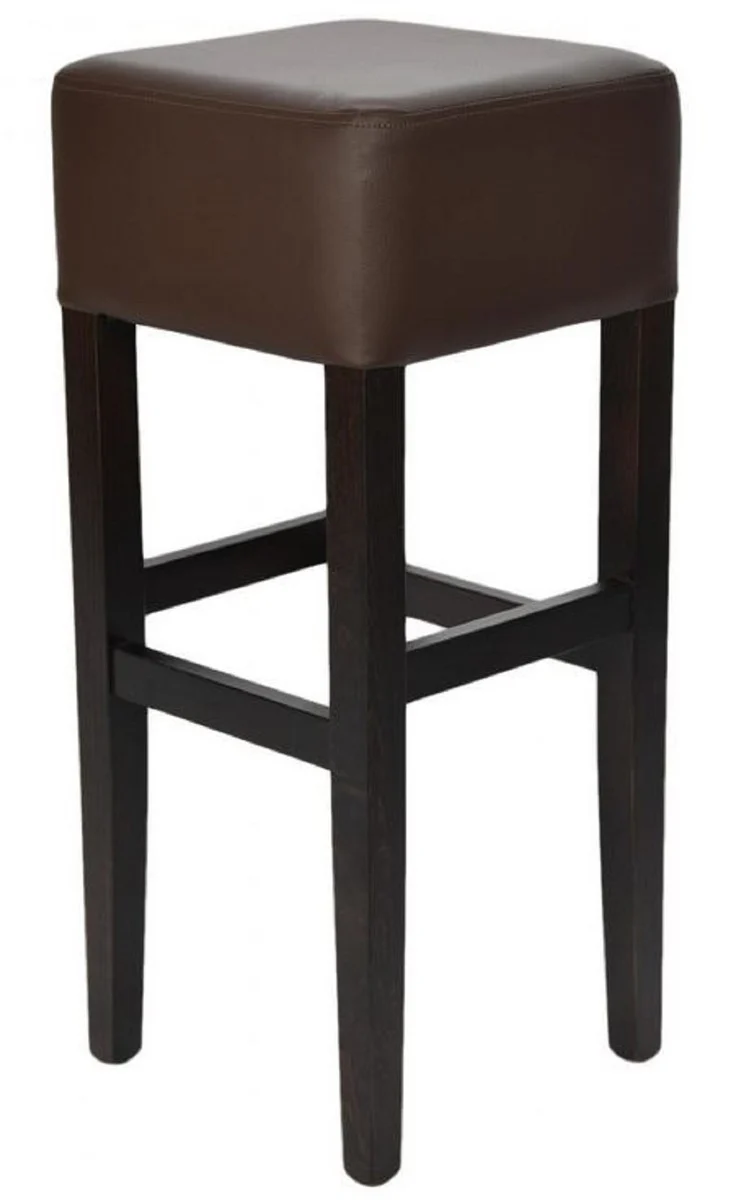 Country house style bar stool brown / black H. 80 cm - upholstered solid wood bar chair