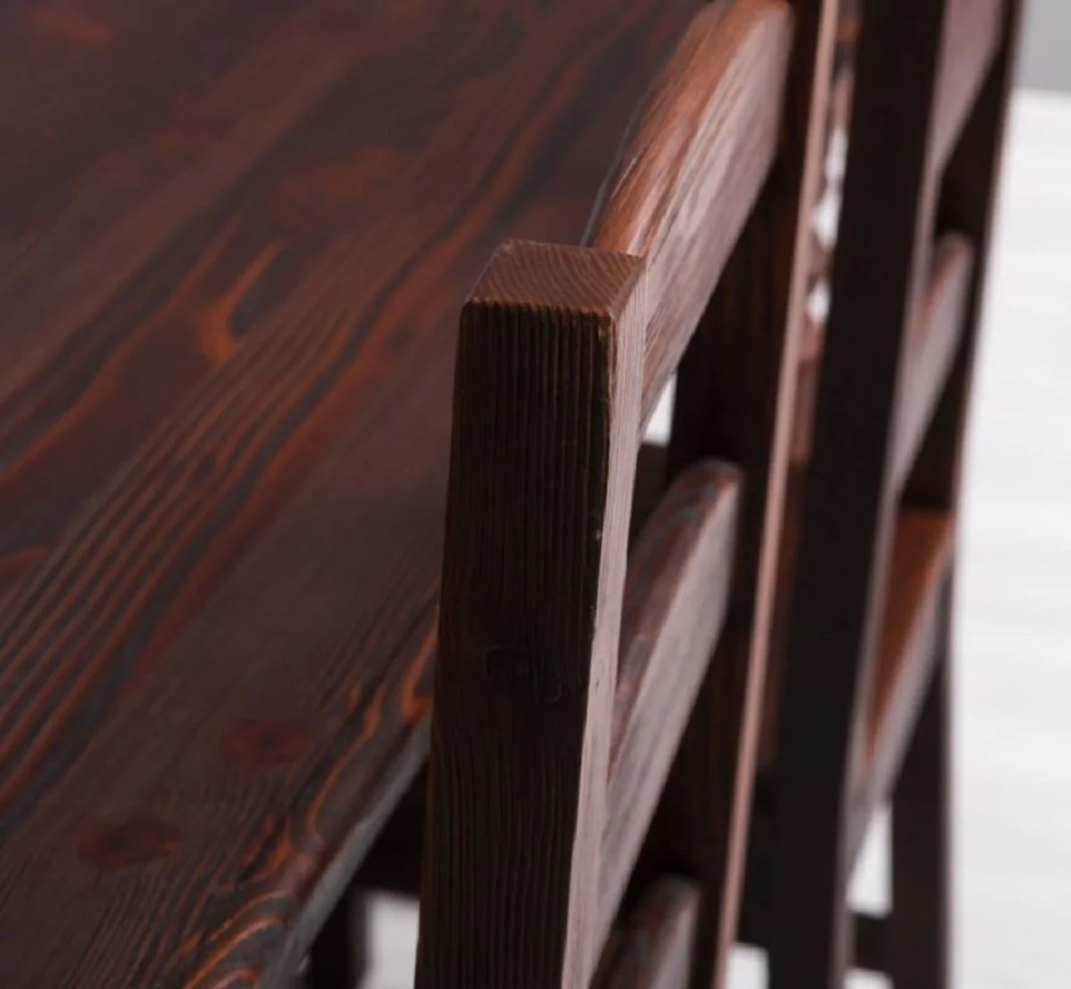 Country Style Dining Room Furniture Set Dark Brown - 1 Country Style Dining Table & 6 Country Style Dining Chairs - Solid Wood Dining Room Furniture - Country Style Dining Room Furniture